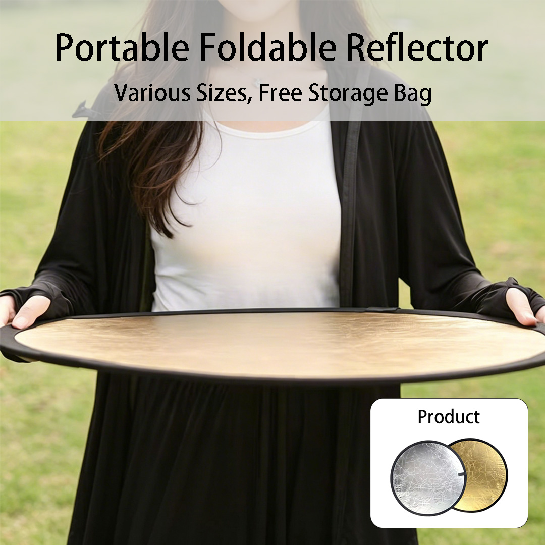 Photography Lighting Reflector - Disco Riflettente Rotondo Bifacciale Argento Bianco