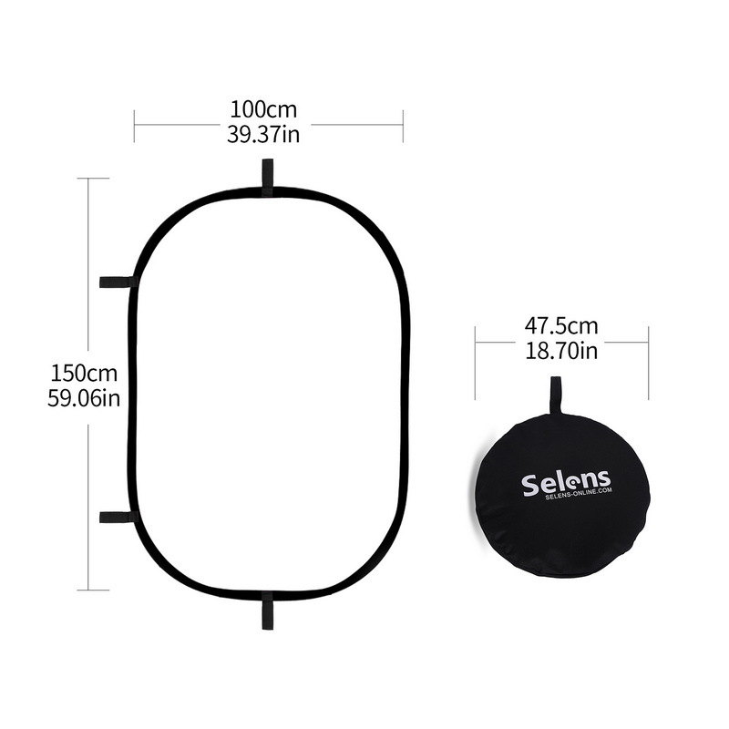 Photography Lighting Reflector - 100X150 CM Pieghevole Ovale Riflettore Luce